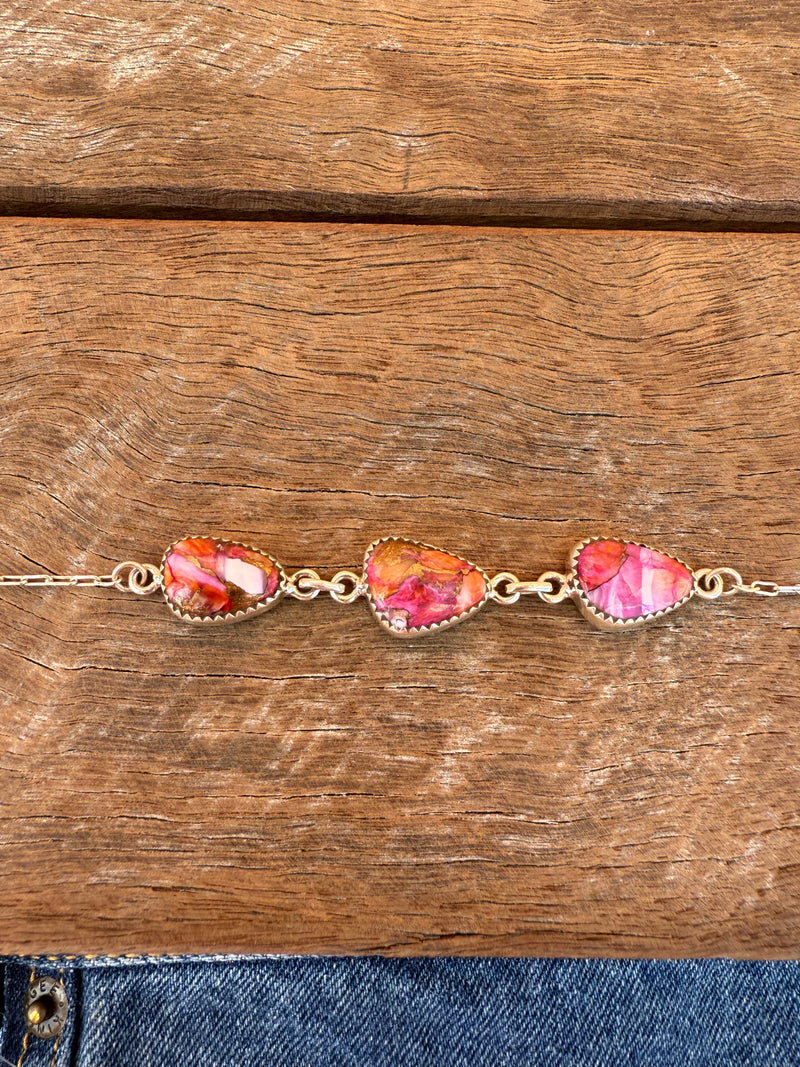 Marigold Bracelet - Pink Dahlia Stones