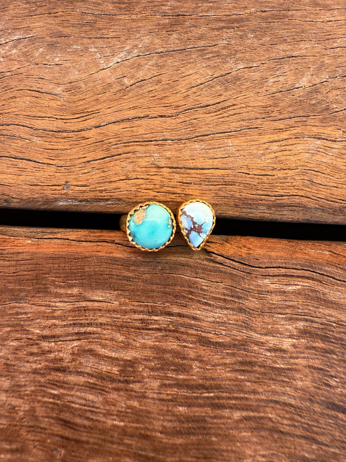 Coastal Charm Adjustable Ring - Turquoise Stone