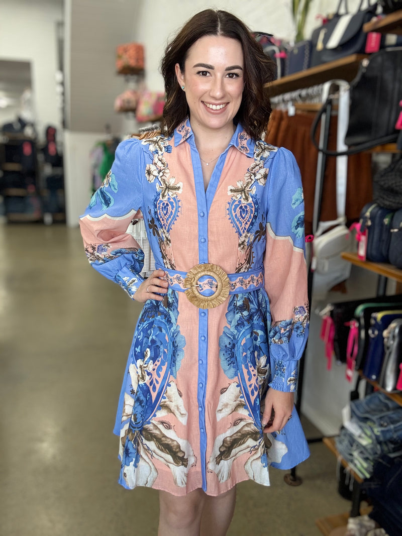 Mabel Mini Dress - Willow Blue