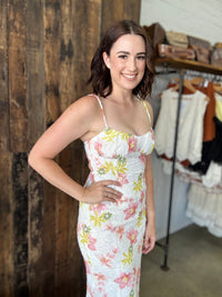 Aelia Midi Dress - White/Floral