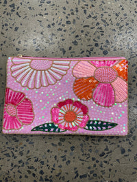Beaded Clutch - Pink Floral