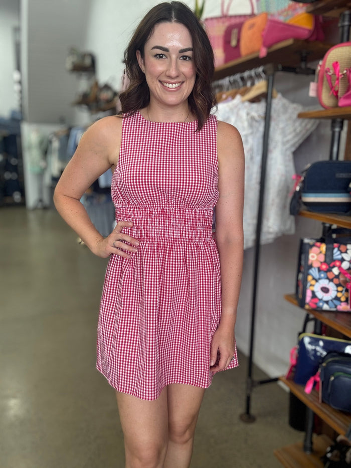 Lani Dress Mini - Red Gingham