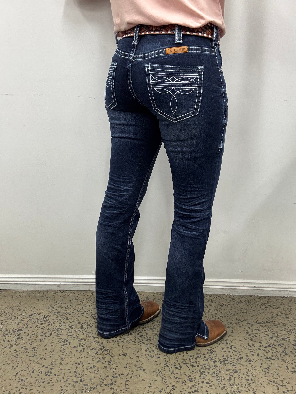 Cowgirl Tuff Jeans - Boot Stitch White