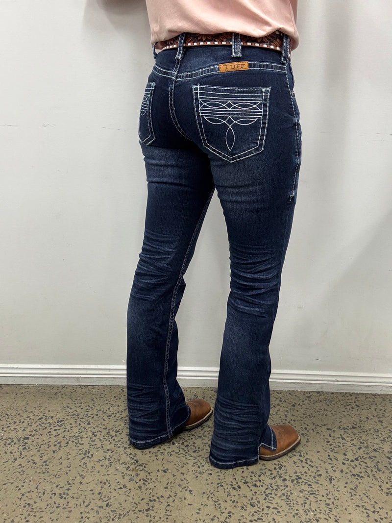 Cowgirl Tuff Jeans - Boot Stitch White