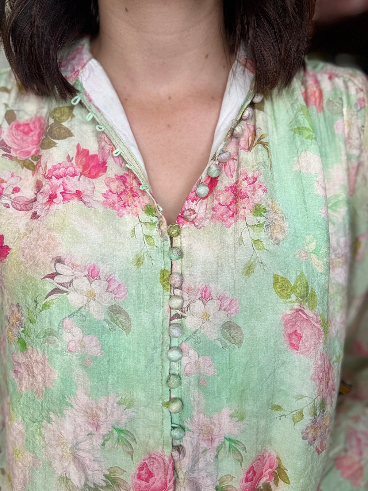 Bloom Top - Green & Pink Floral