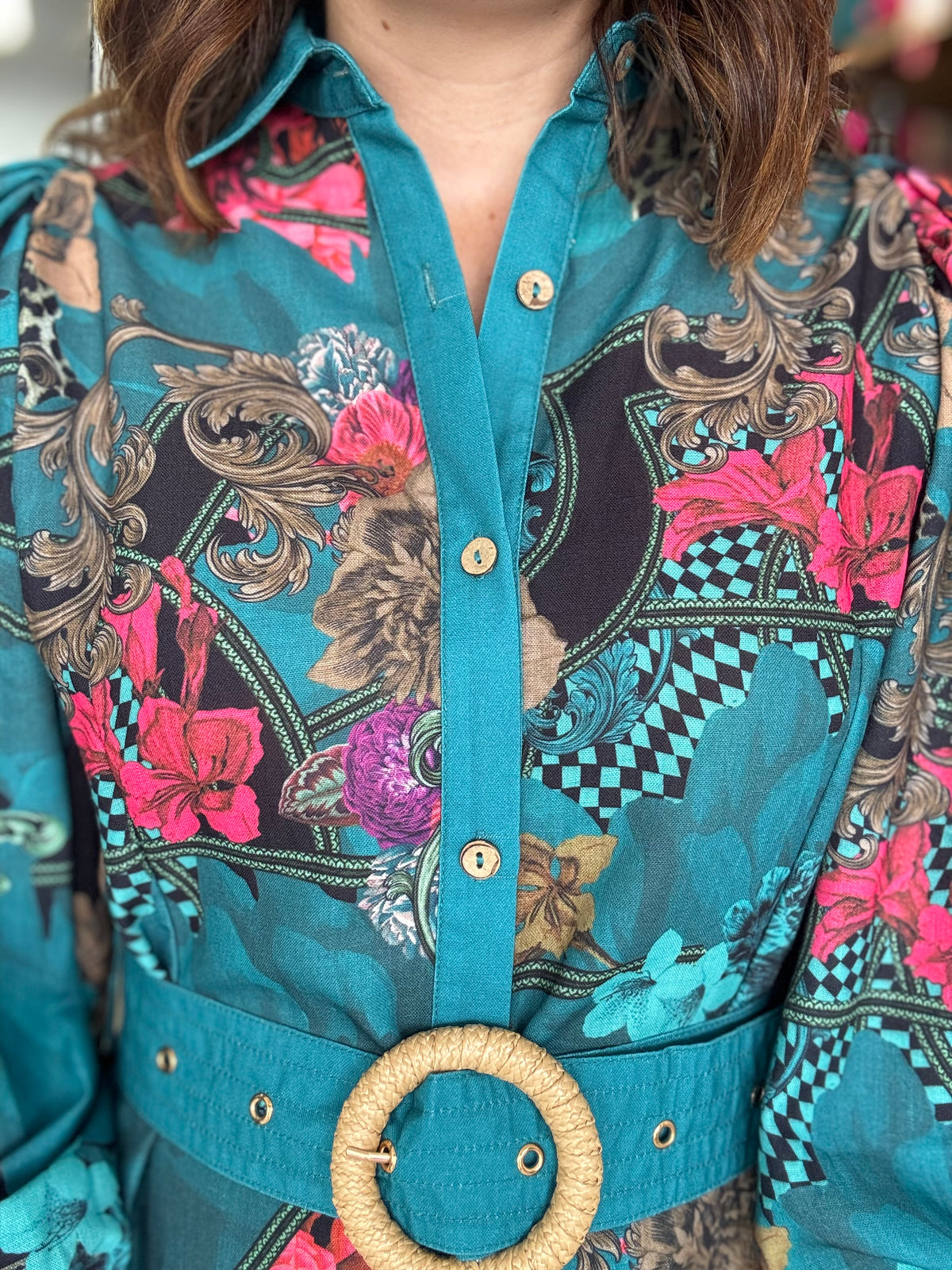 Lucinda Mini Dress - Green Floral