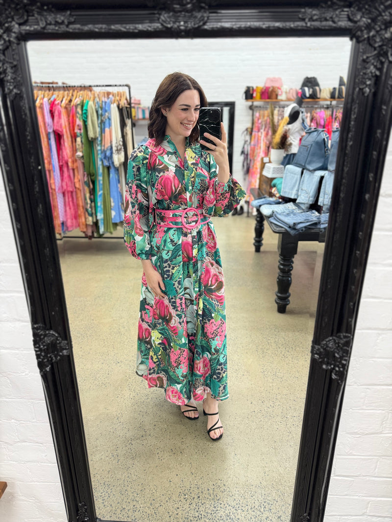 Donatella Maxi Dress - Pink Leopard