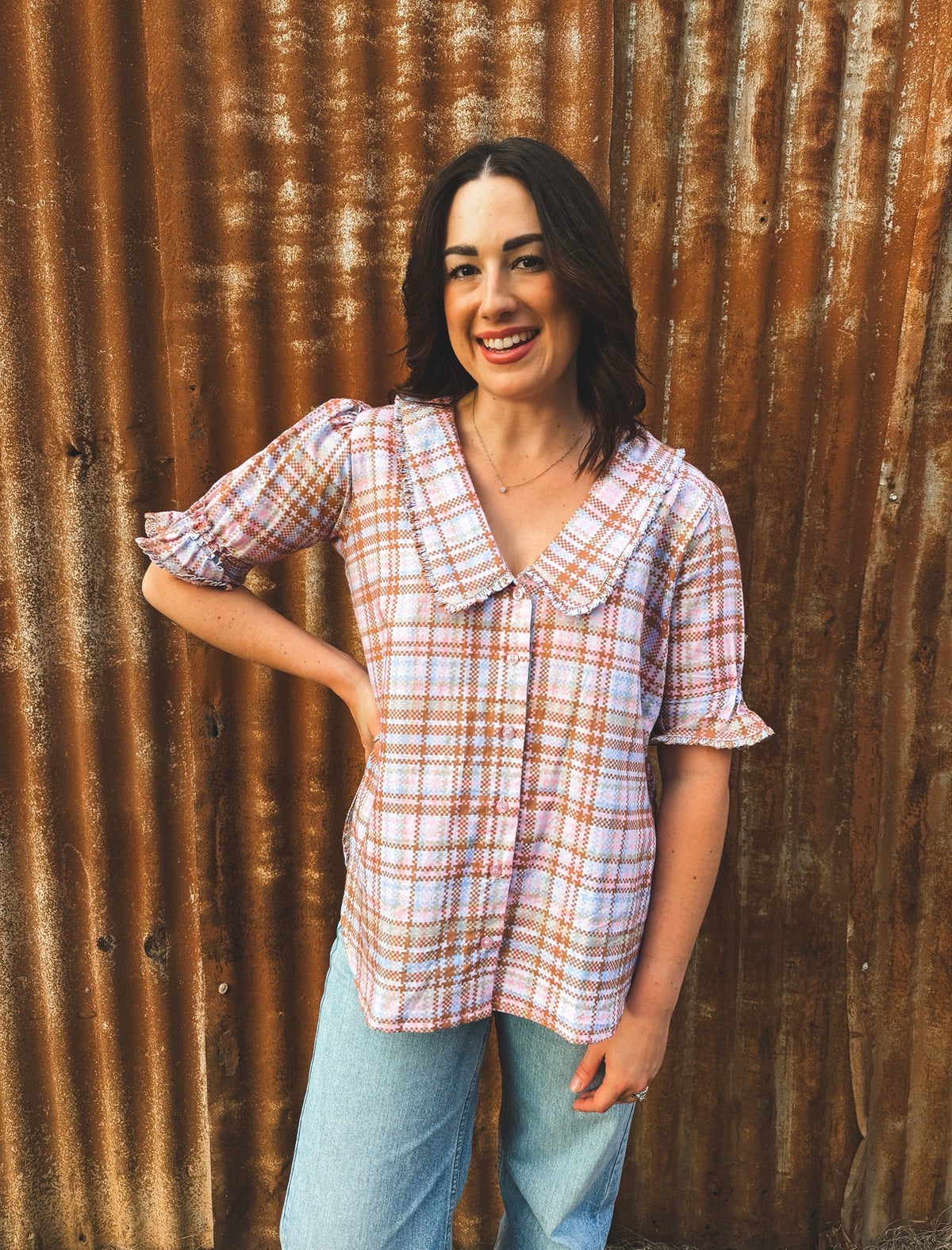 LJC Rosie Top - Static Plaid