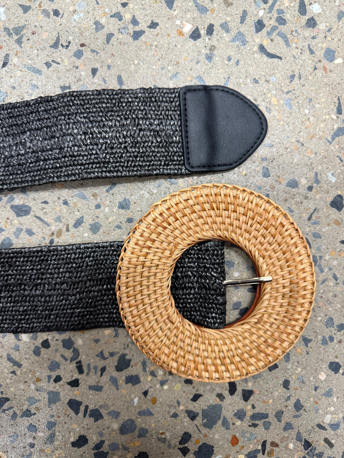 Boutique Belt - Rattan Buckle (Black)