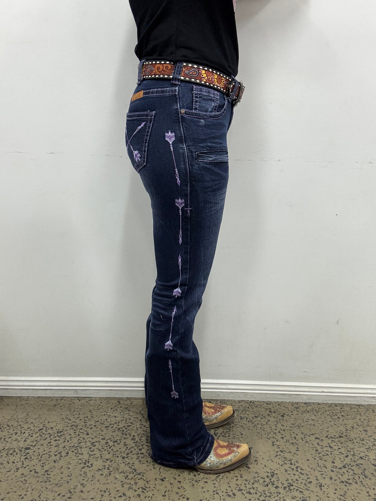 Cowgirl Tuff Jeans - Purple Arrows