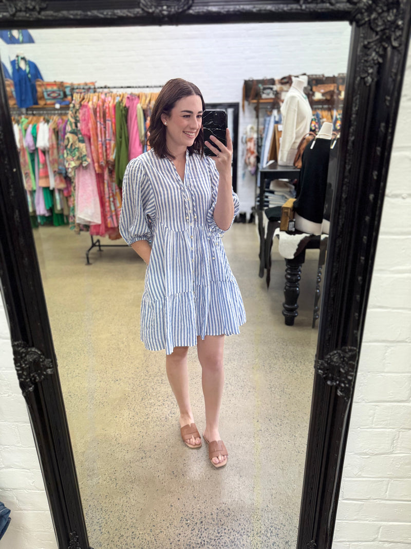 Hadley Dress - Blue Stripe