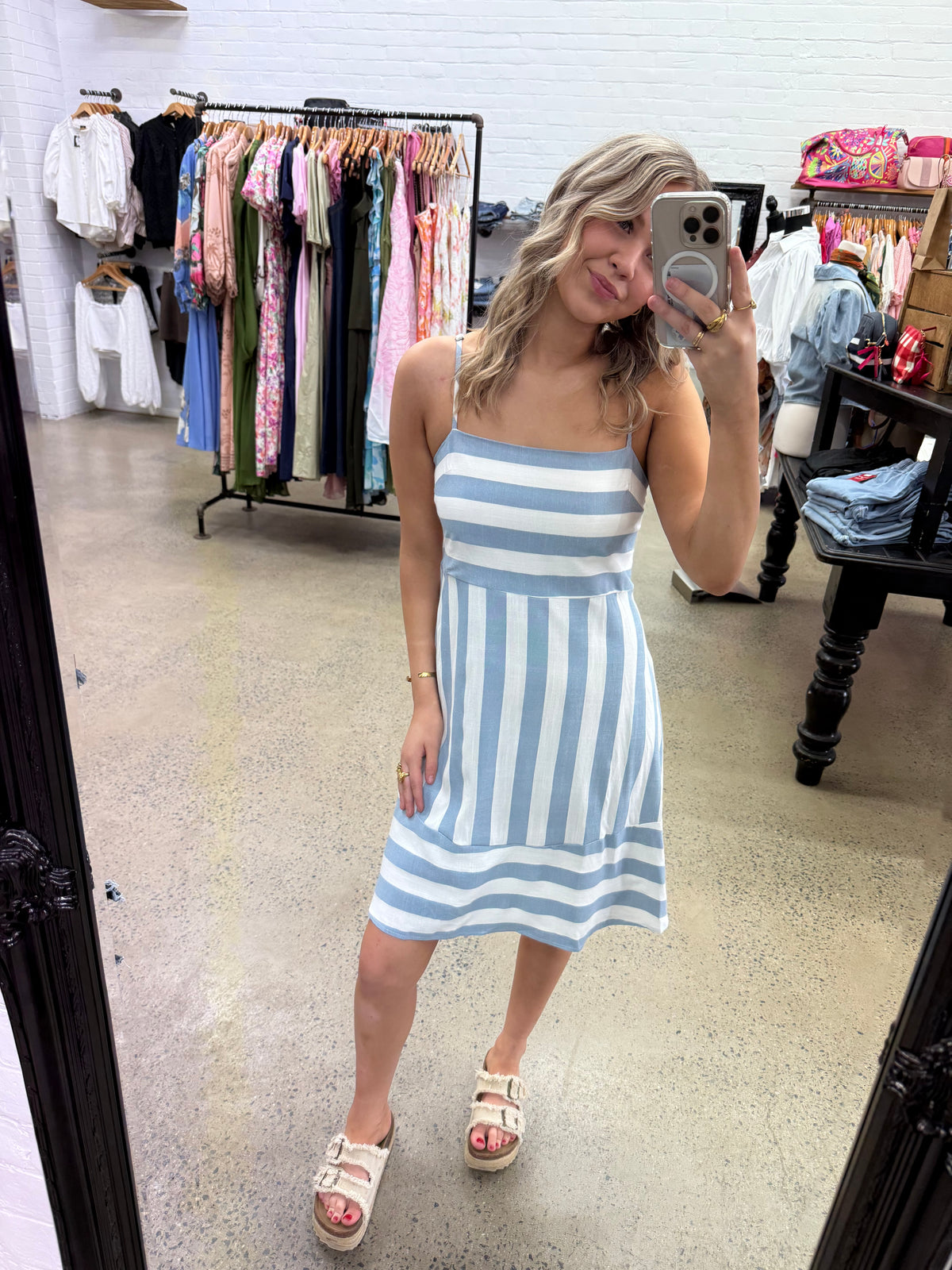 Hadley Dress - Blue Stripe