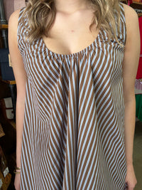 Hattie Mini Dress - Brown & Blue