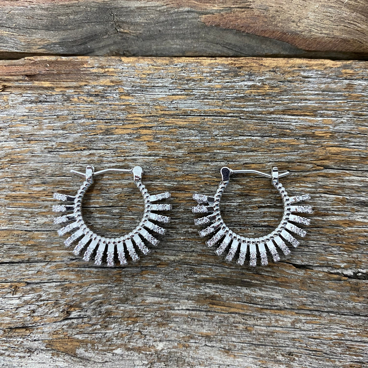 Earrings - Silver Crystal Fringe Hoop Earrings
