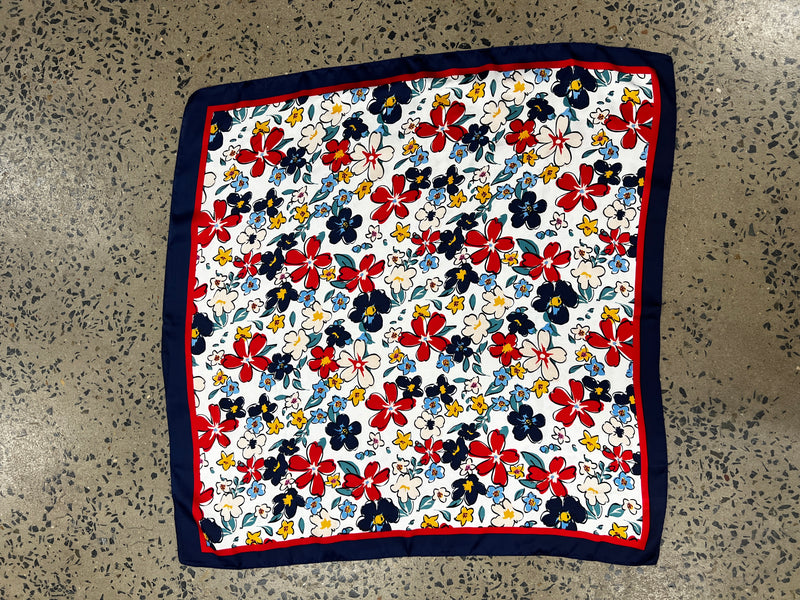 Western Wild Rag - Salverform Floral Print (Navy)