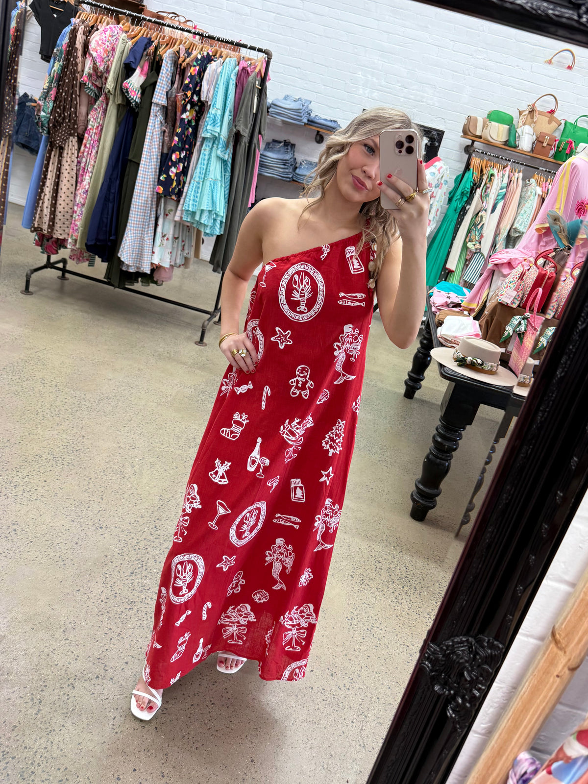 Festive Maxi Dress - Red & White
