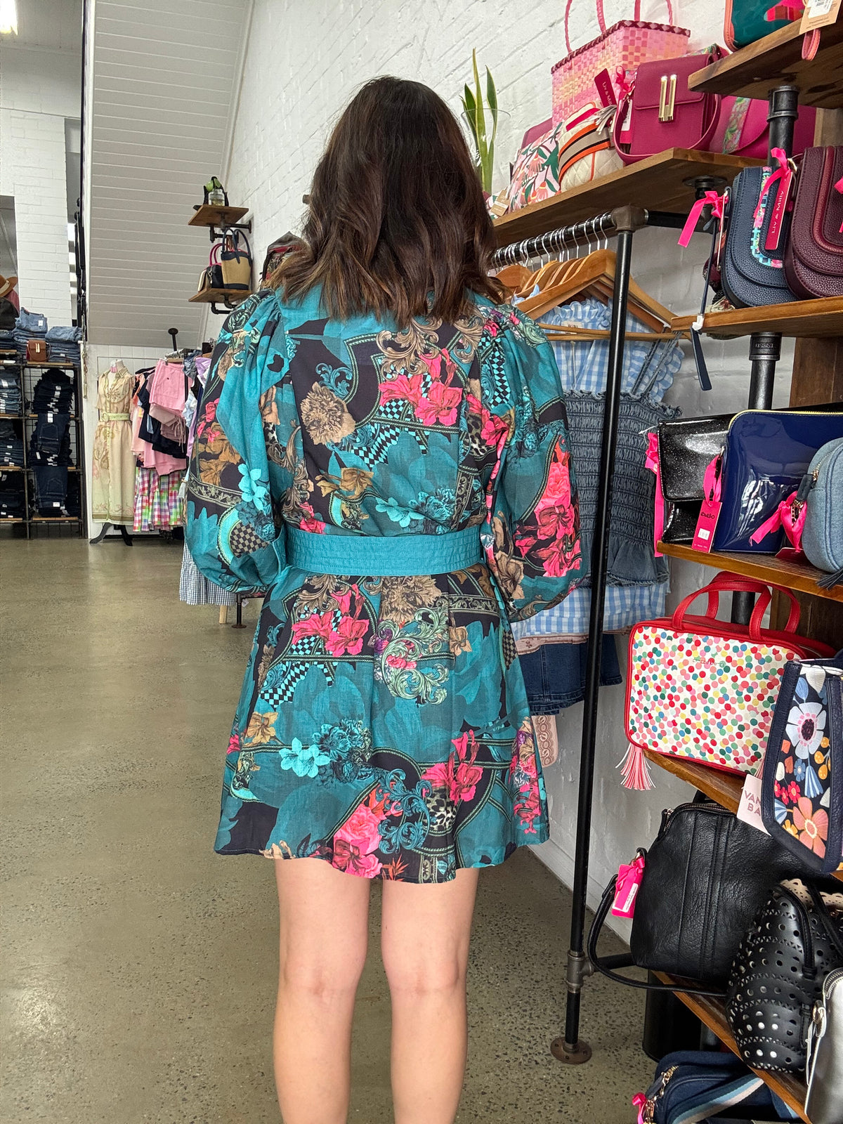 Lucinda Mini Dress - Green Floral