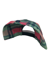 Plaid Horseshoe Cap - Navy Pink Green Check