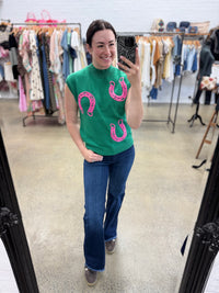 Lottie Knit Vest - Green/Pink