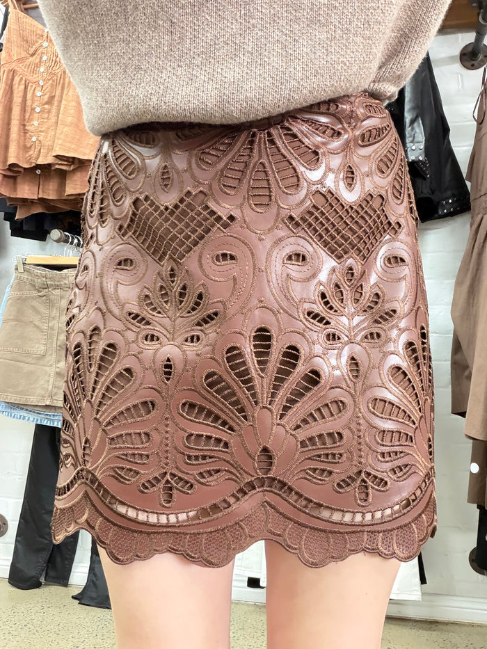 Oakee Mini Skirt - Brown