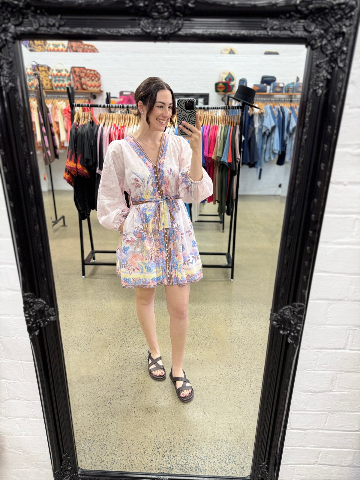 Carla Mini Dress - Blush Pink Floral
