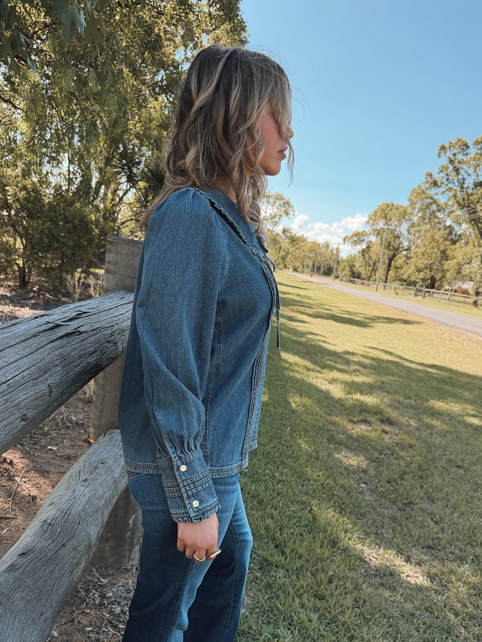 Denim Sailor Top - Vintage Washed