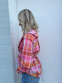 LJC Matilda Top - Poplin Pink Plaid