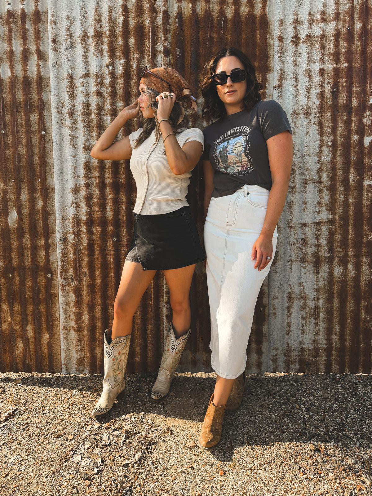 South Western Baby Tee - Charcoal