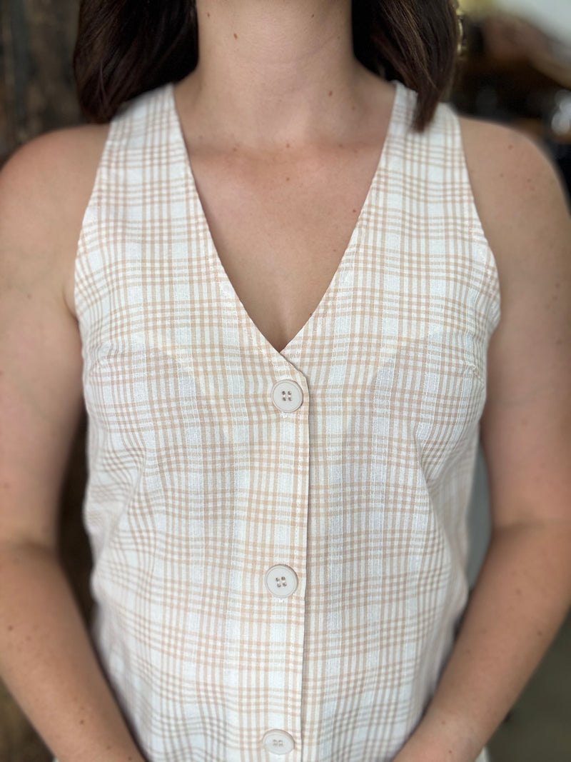 Rowan Top - Beige Plaid