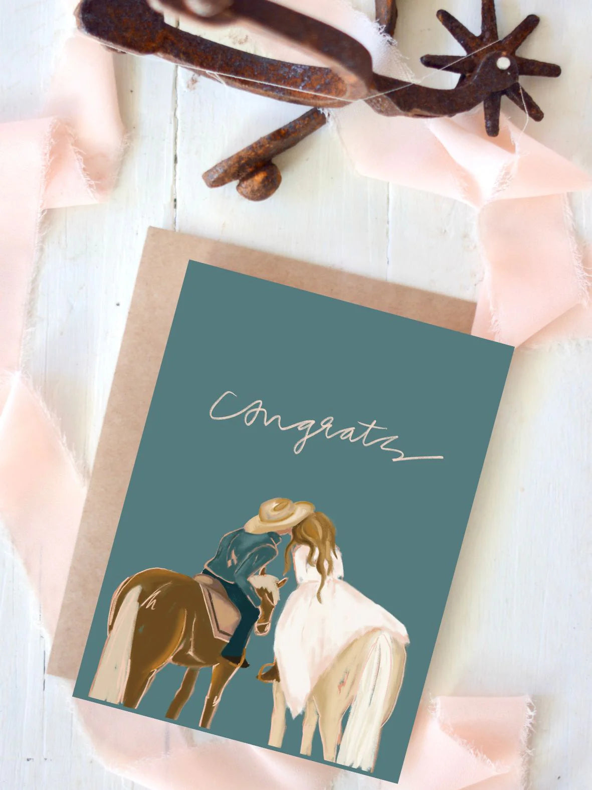 Wedding Card - Bride & Groom Horseback