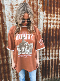 Howdy Oversized Tee - Cinnamon