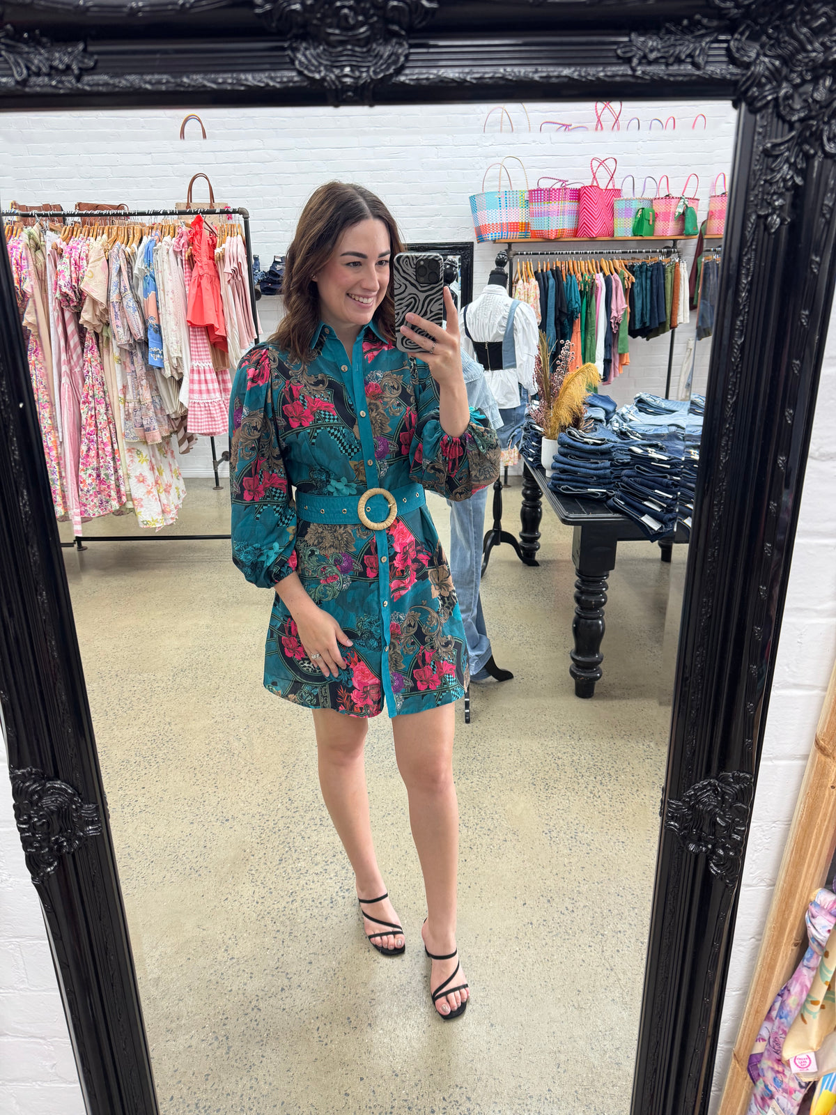 Lucinda Mini Dress - Green Floral