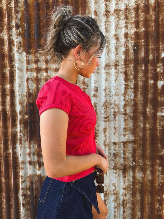 Bailey Knit Top - Vibrant Red