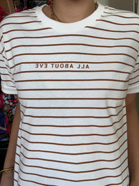 AAE Tee - White & Brown Stripe