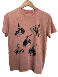 Wild West Rodeo Graphic Tee - Coral