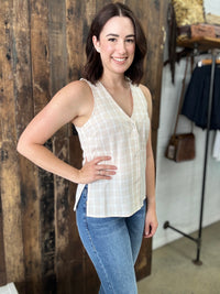 Rowan Top - Beige Plaid