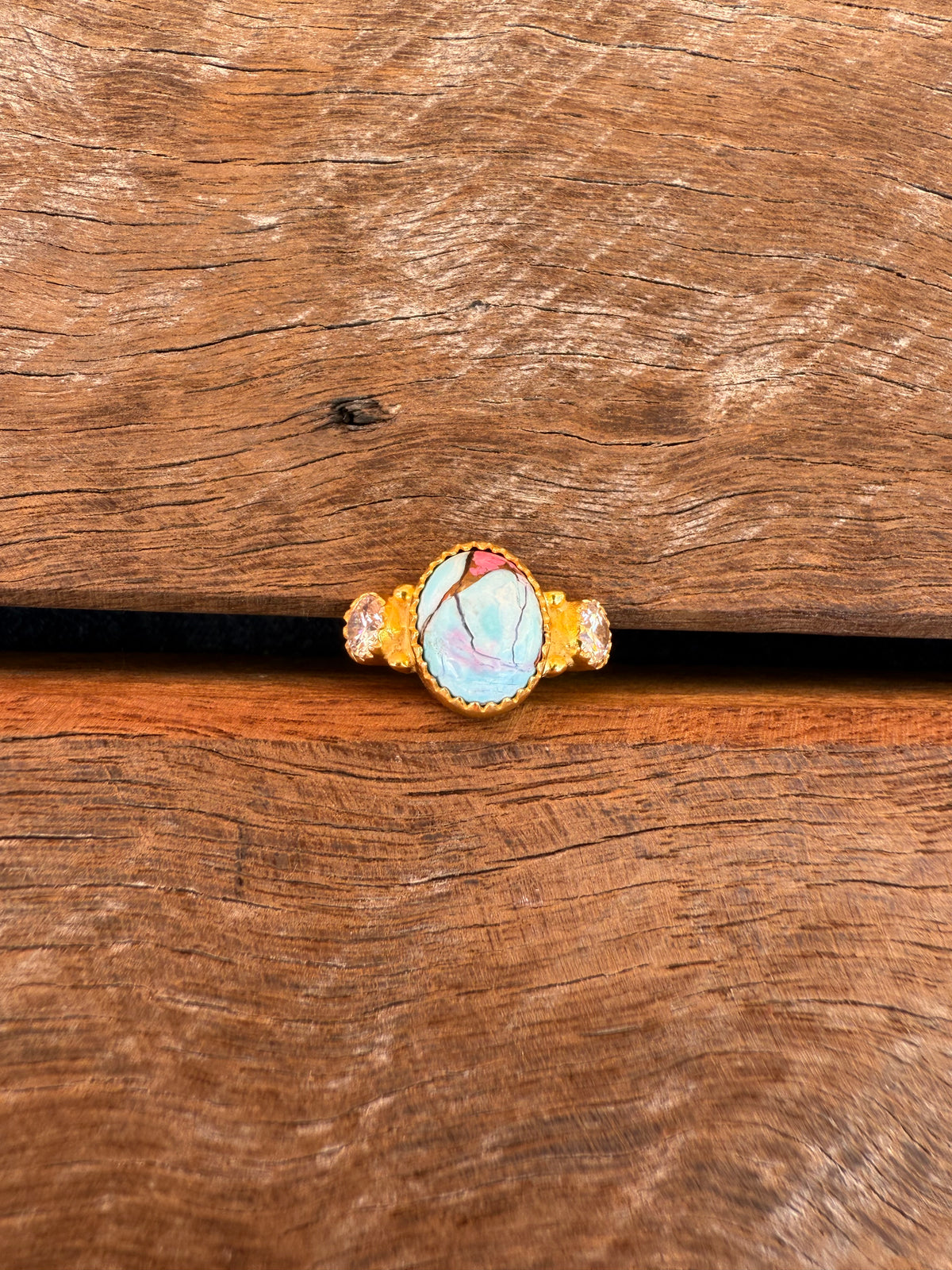 Elle Adjustable Ring - Cotton Candy Dahlia Stone