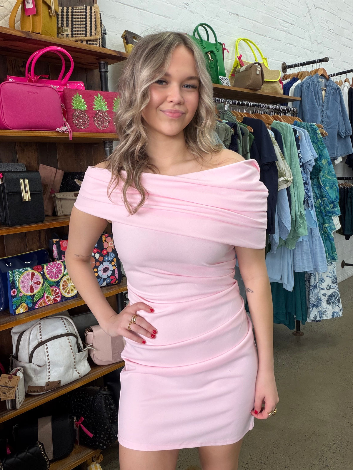 Lottie Mini Dress - Baby Pink