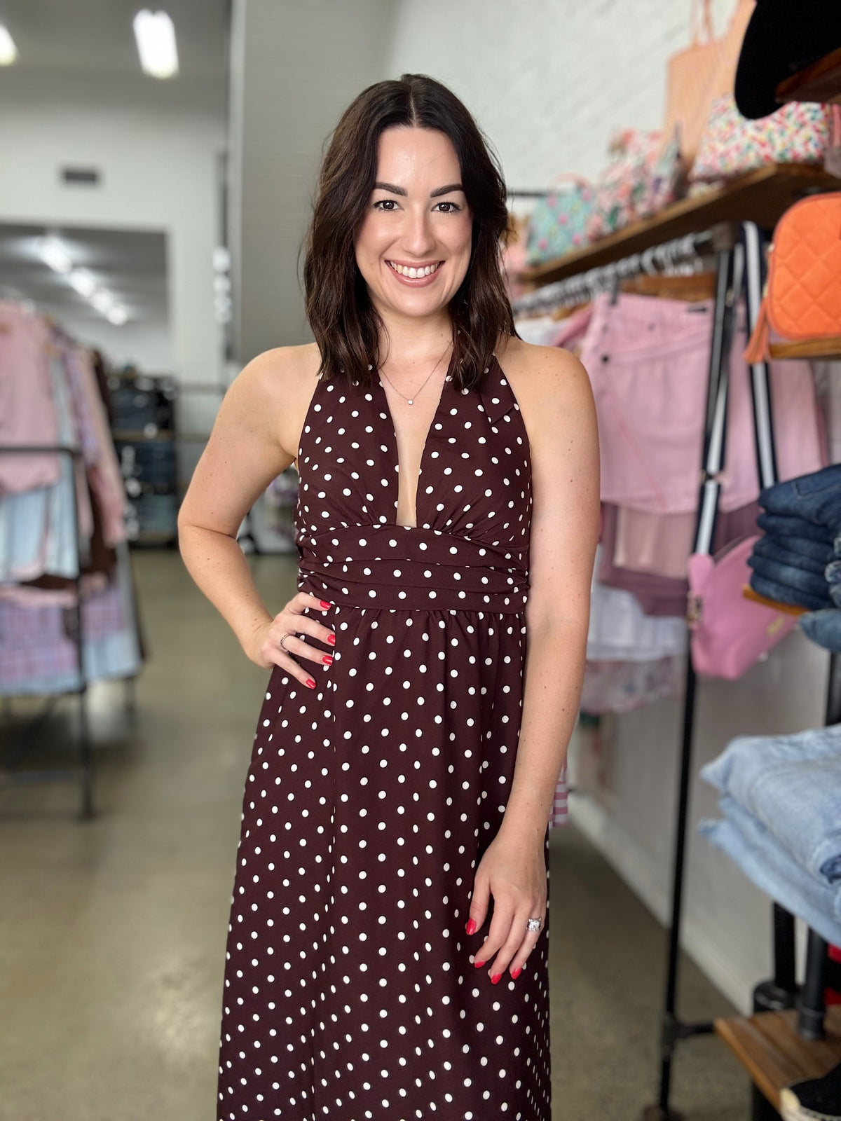 Betzie Maxi Dress - Berry Wine Polka Dot