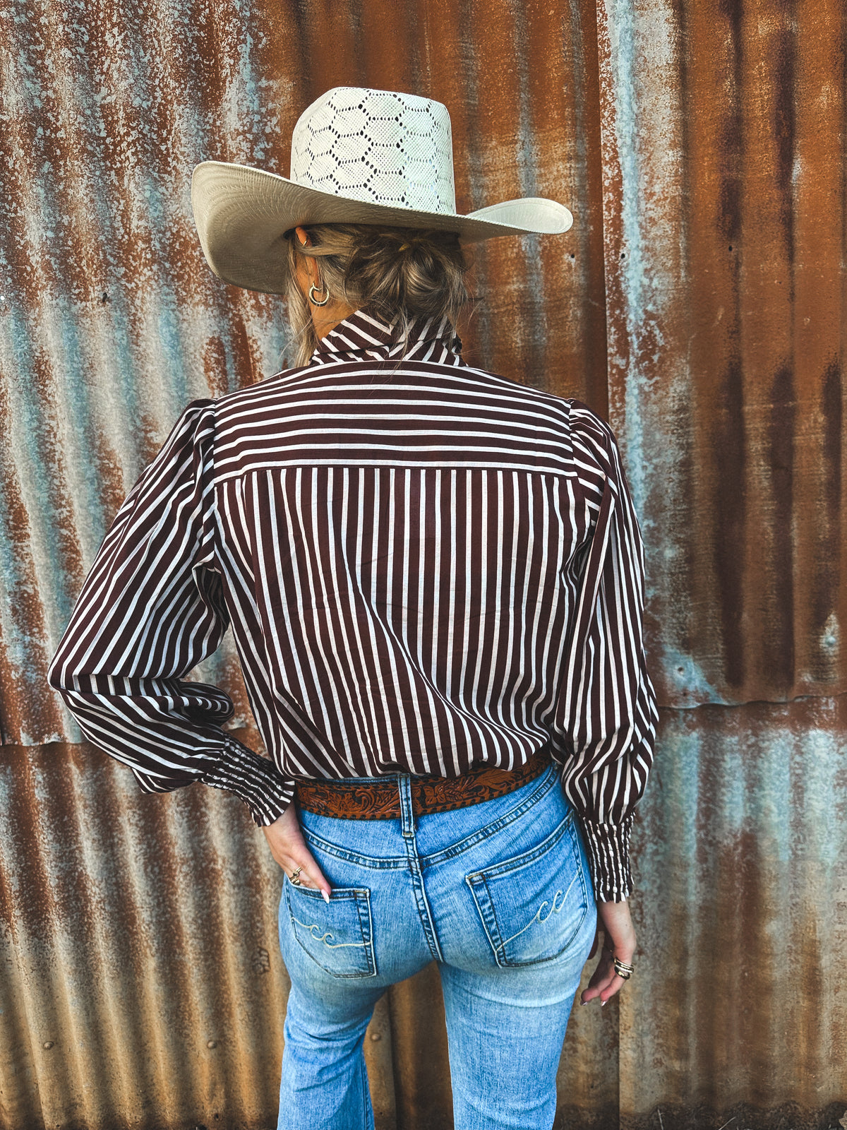 Nellie Top - Chocolate & White Stripe