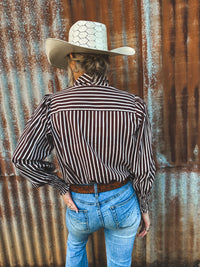 Nellie Top - Chocolate & White Stripe