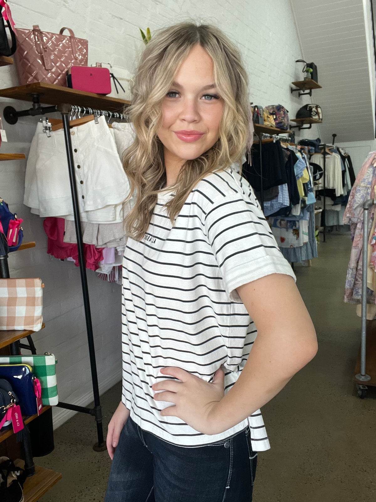 AAE Tee - White & Black Stripe