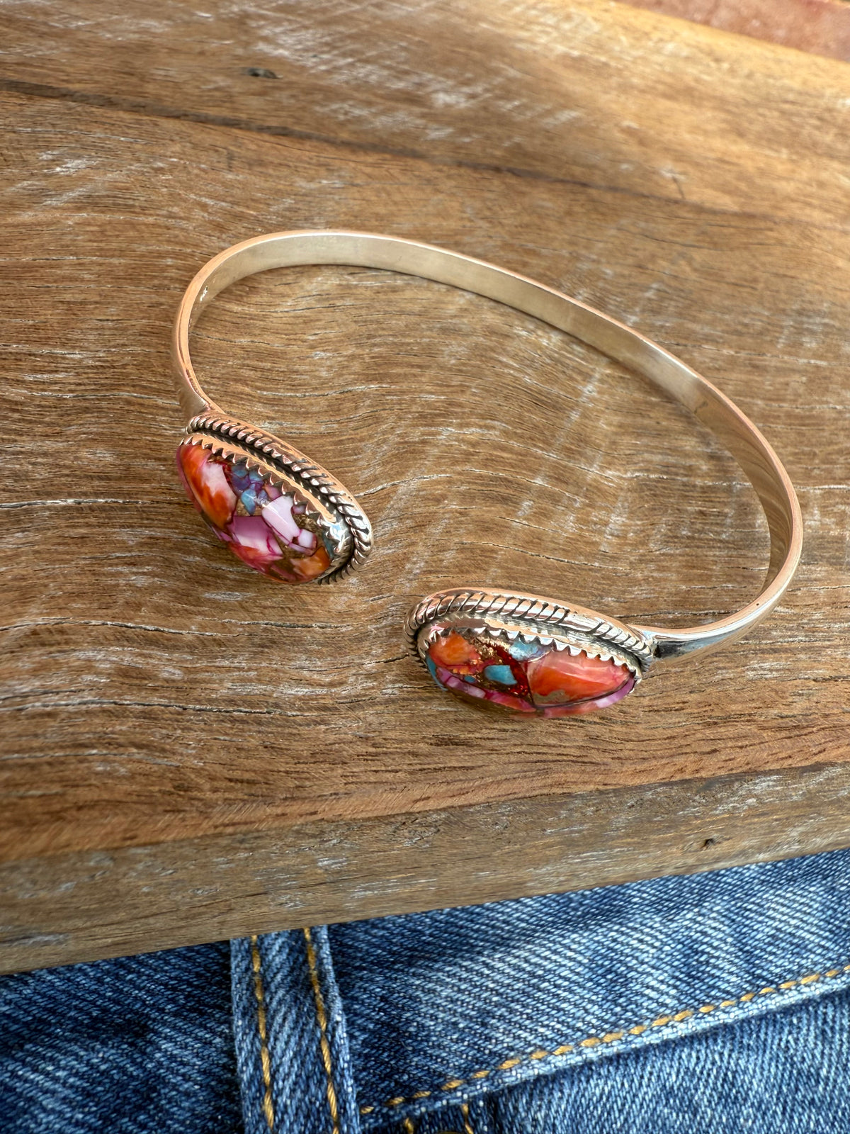 Two Stone Cuff - Pink Dahlia Stones