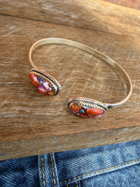 Two Stone Cuff - Pink Dahlia Stones