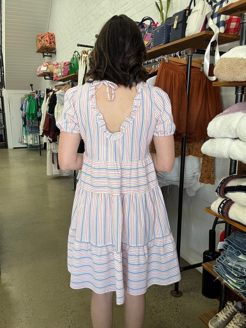 Darlene Dress - Pastel Stripe
