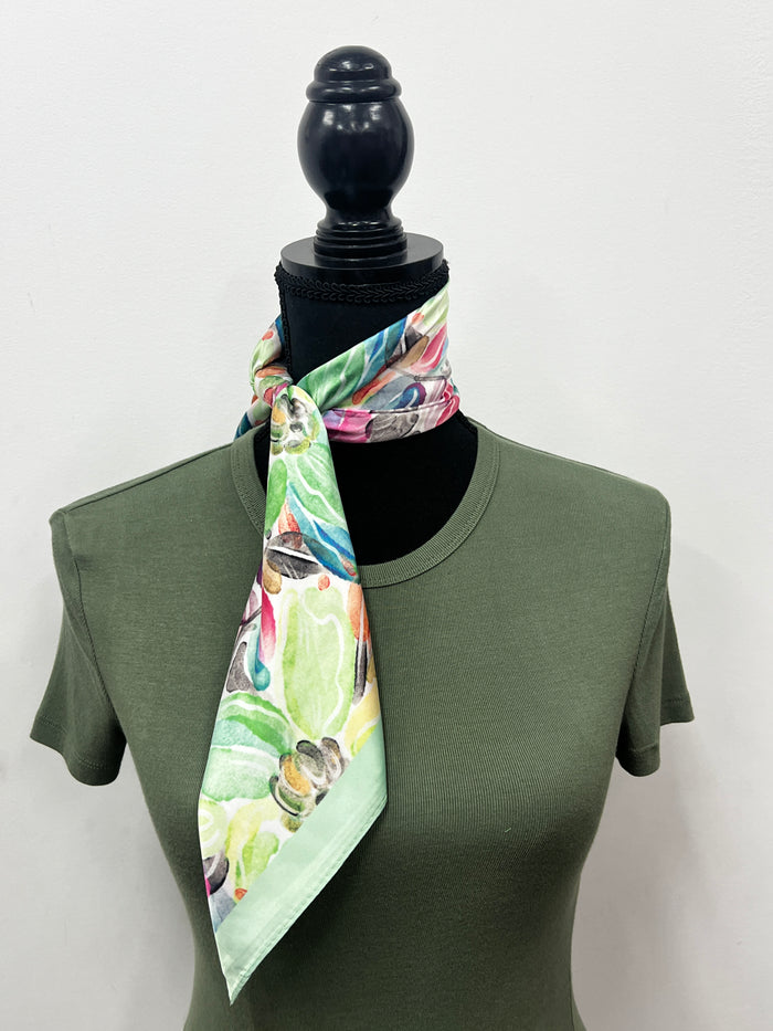 Western Wild Rag - Floral (Lime Green)