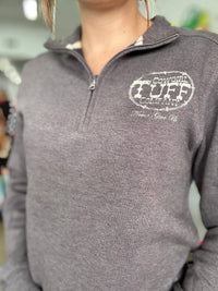 Cowgirl Tuff Quarter Zip - Brown/Cream Print