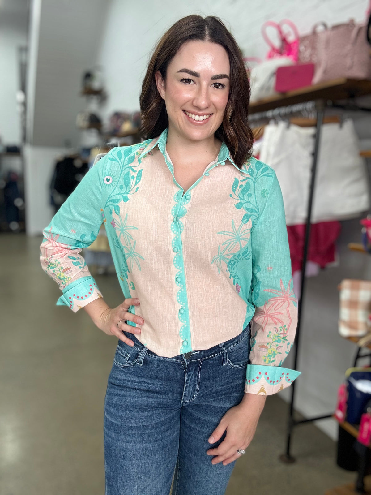 Sky Top - Pastel Pink & Aqua