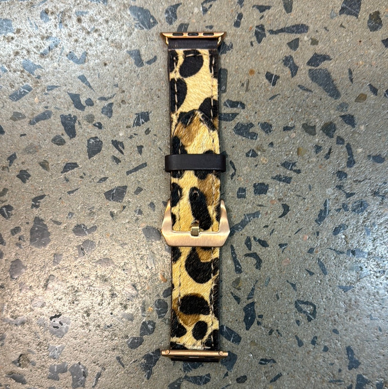 Leather Apple Watch Band - Cowhide Cheetah Print