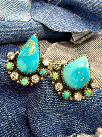 Janis Adjustable Ring - Silver Turquoise